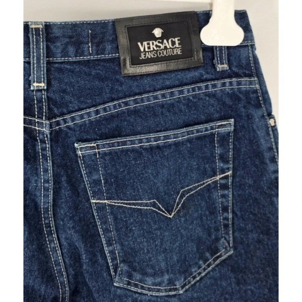 Versace Jeans Couture Denim Jeans Women 10 EU36 Dark Blue High Rise Straight Leg